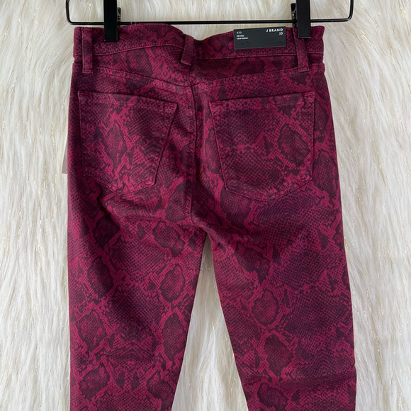 NEW J Brand Womens Mid-Rise Crop Skinny Jeans Snake Boa Oxblood Red Stretch 23 - Picture 5 of 10